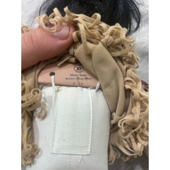 Many Stars Native Indian Porcelain Girls Doll Black Hair Brown Dress - Picture 10 of 11